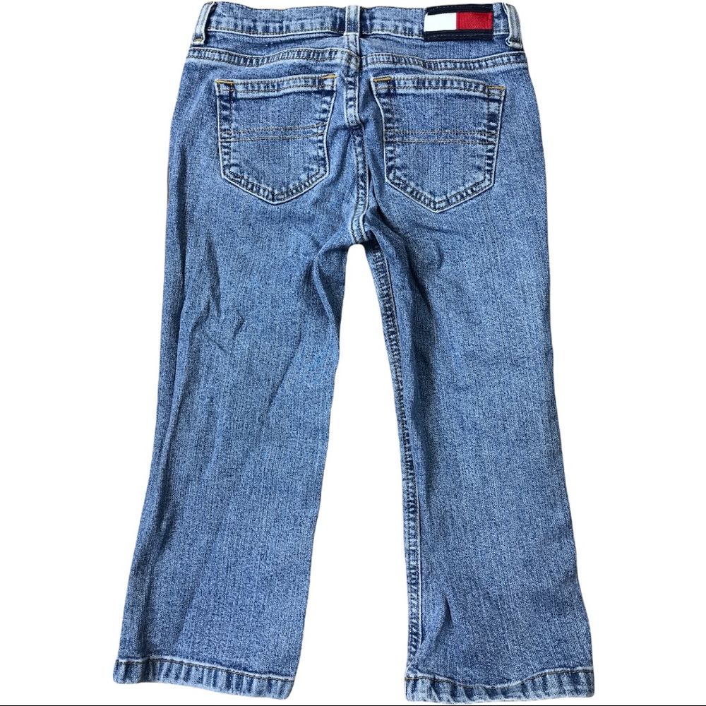 VINTAGE Tommy Hilfiger Jeans Cropped Hip Jean Flag Logo Patch On Waist Girls 8